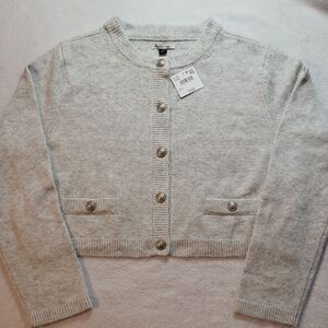 American Eagle Knit Cardigan Sweater Button Pockets Gray LS Women's XL